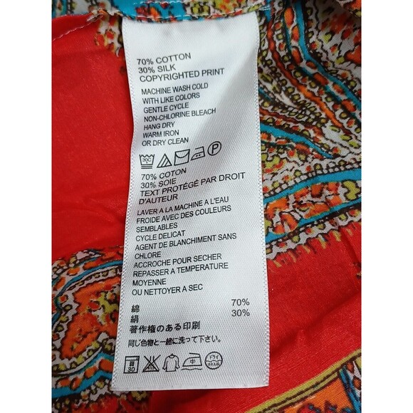 Women's Tommy Bahama XS Red White Paisley print top Cotton Silk - Picture 10 of 10